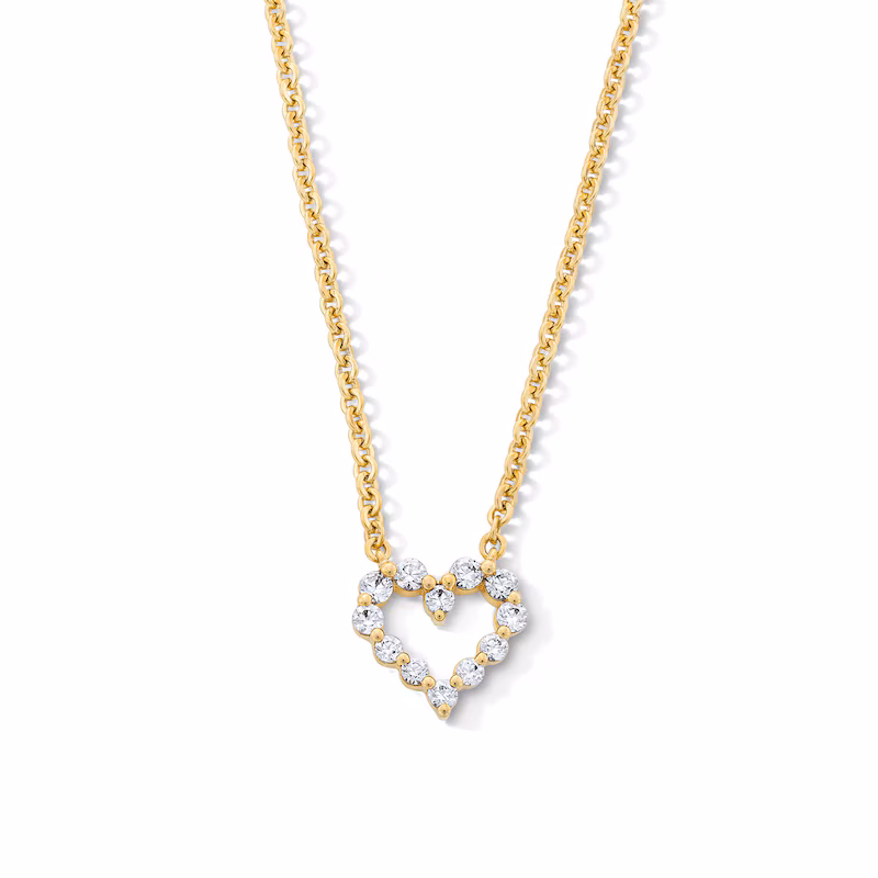 1/4 CT. T.W. Lab-Grown Diamond Open Heart Necklace in 10K Gold (F/VS2)