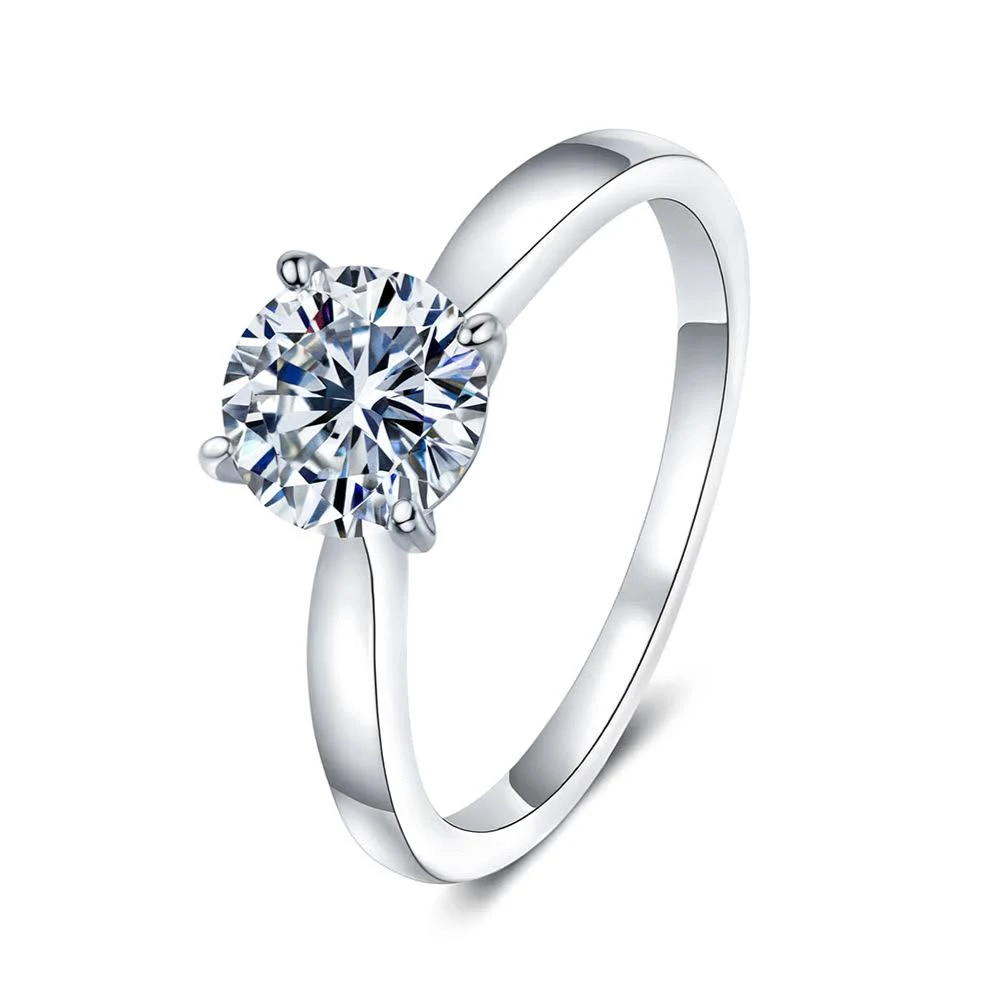 Moissanite Solitaire Silver Ring