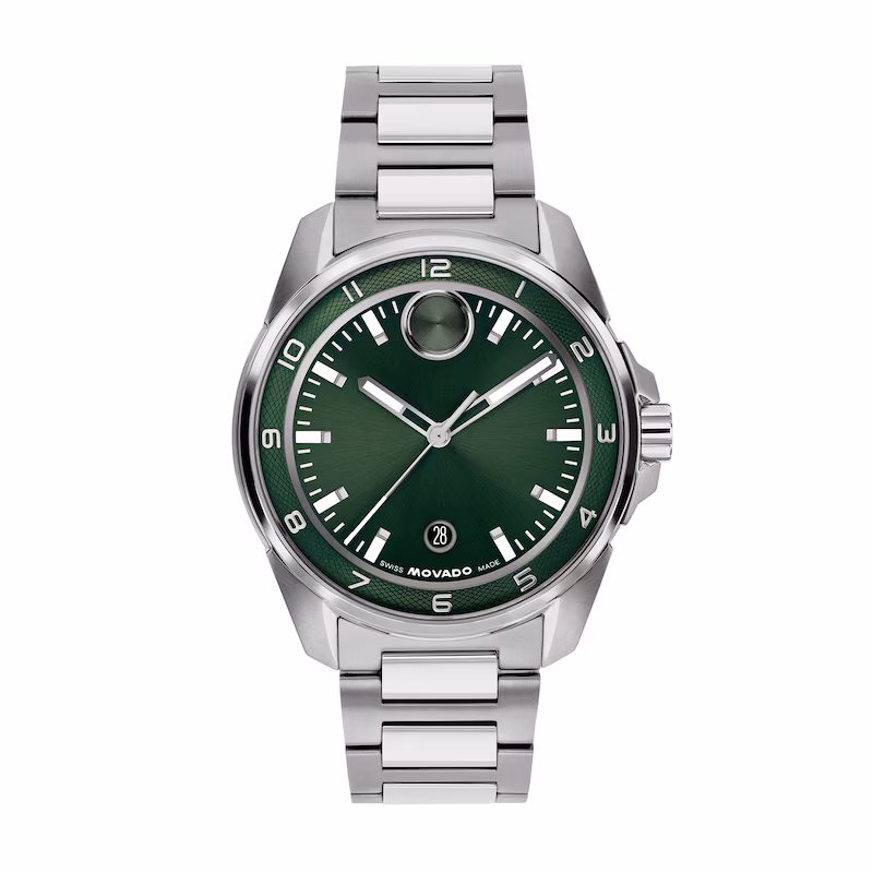 Men's Movado Bold® Verso S Stainless Steel Watch with Green Dial (Model: 3601390)