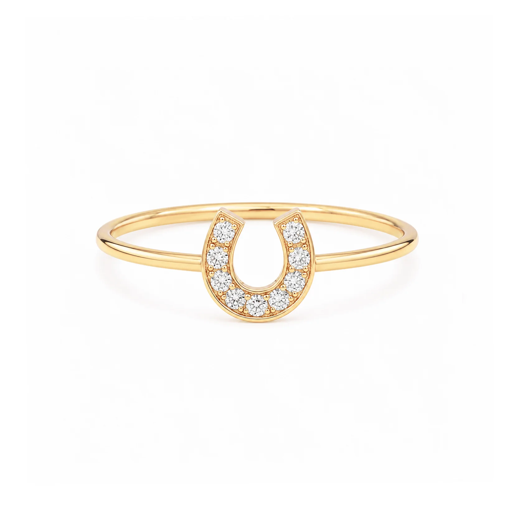 14K Gold Pavé Diamond XS Size Horseshoe Ring